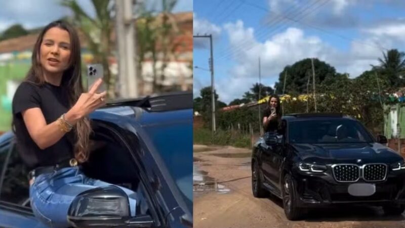 Prefeita de Umbaúba comete infração de trânsito ao sentar na janela de veículo em movimento